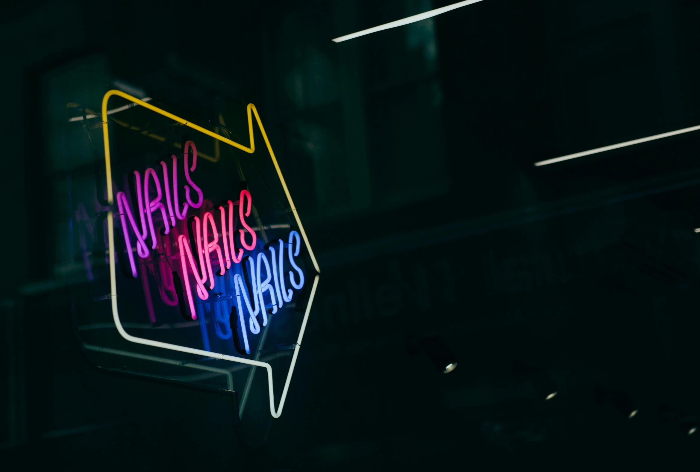 a neon sign hanging from the side of a building, pexels contest winner, les nabis, neat nails, nighthawks, shop front, nails