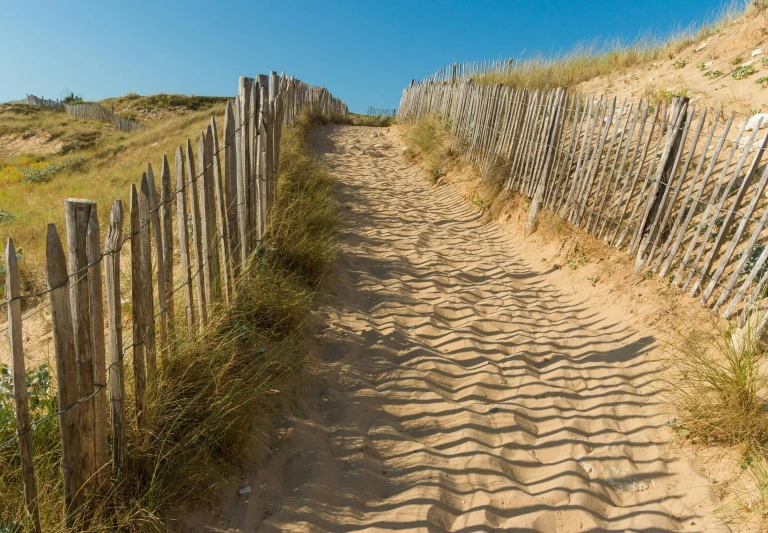 a path in the sand leading to a wooden fence, les nabis, multiple stories, profile image, tourism