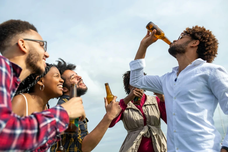 a group of people standing next to each other drinking beer, pexels contest winner, renaissance, enjoying the wind, avatar image, high resolution image, profile picture