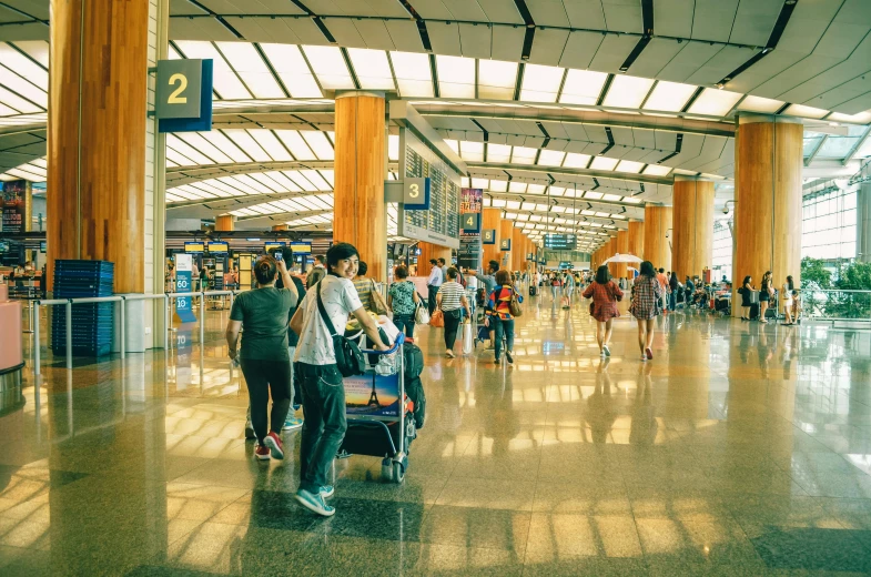a group of people walking through an airport, by Benjamin Block, pexels contest winner, happening, terracotta, pick wu, thumbnail, sydney
