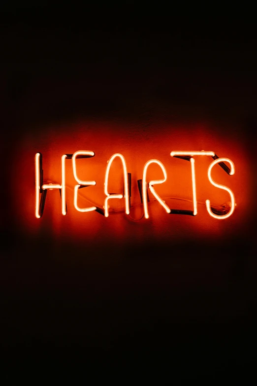 a neon sign that says hearts on it, an album cover, pexels, annie liebovitz, crafts, aorta, nightlife