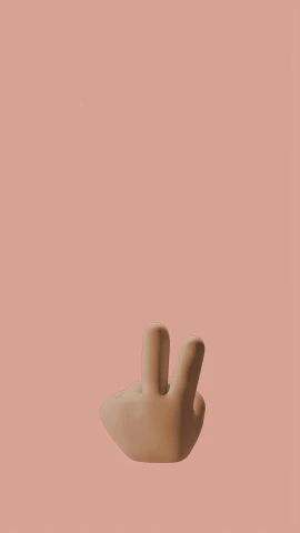a hand making a peace sign on a pink background, by Alexander Brook, postminimalism, light tan, mascot, ffffound, 2 0 2 2 photo