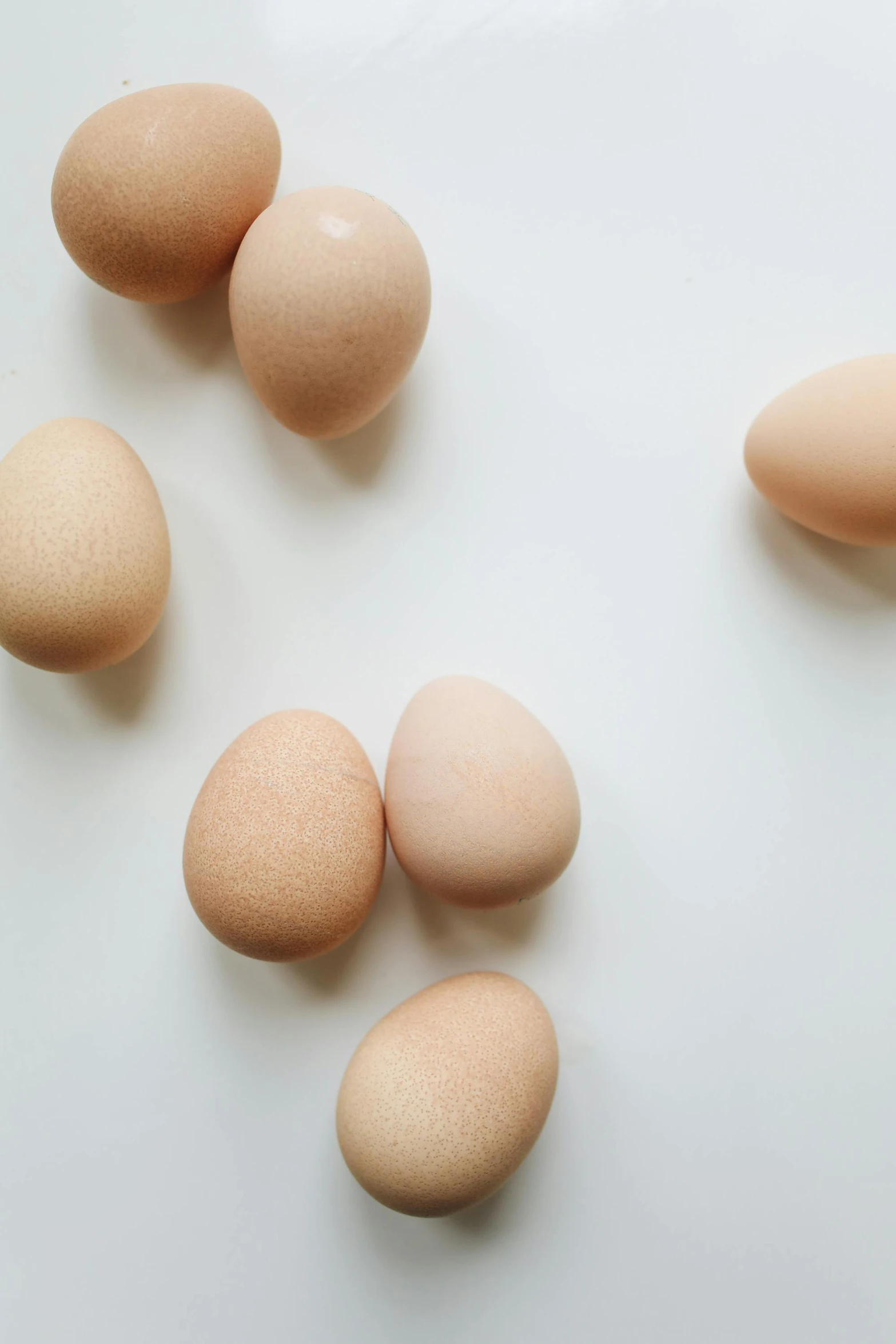 a bunch of eggs sitting on top of a white table, laura watson, multiple stories, high angle close up shot, february)