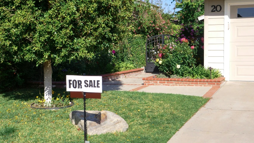 a for sale sign in front of a house, unsplash, realism, lush lawn, square, 1990's photo, ready - made