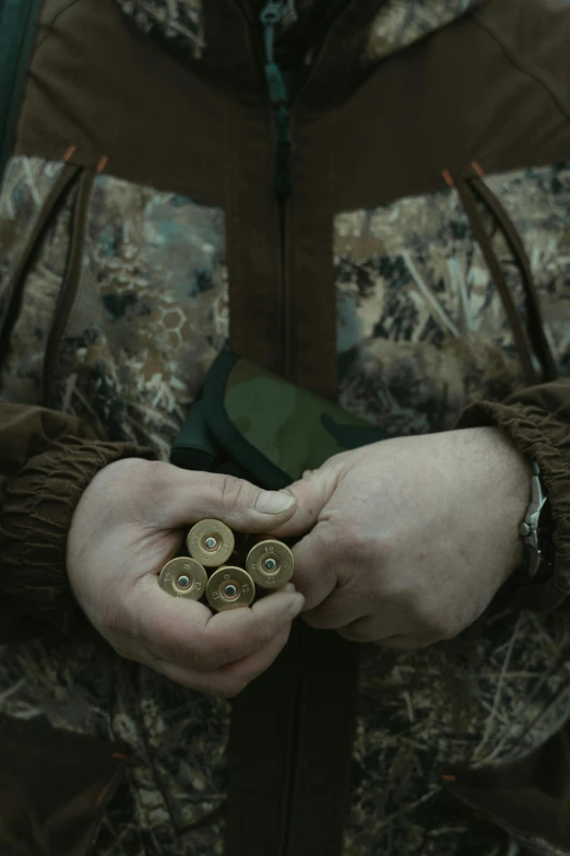 a person holding a bunch of coins in their hands, an album cover, by Attila Meszlenyi, pexels contest winner, hunting, grainy movie still, hunt, b - roll