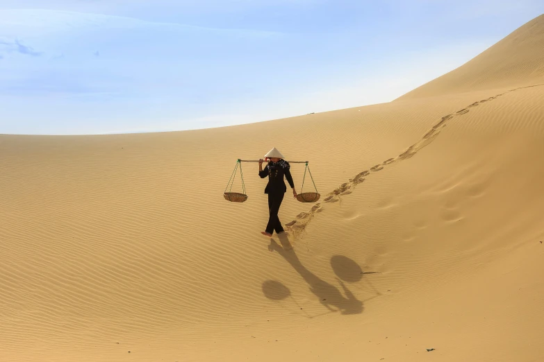 a person that is walking in the sand, bao phan, avatar image