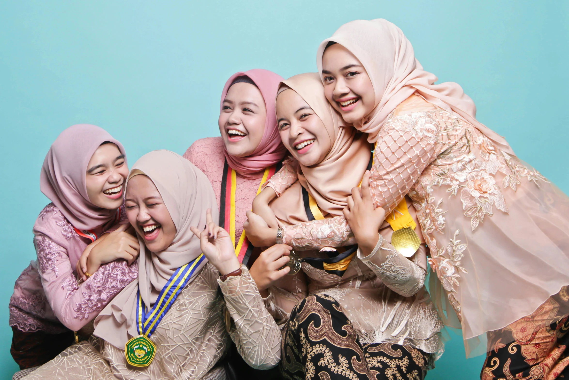 a group of women standing next to each other, inspired by JoWOnder, pexels contest winner, hurufiyya, winning awards, studio photoshot, meme, sup