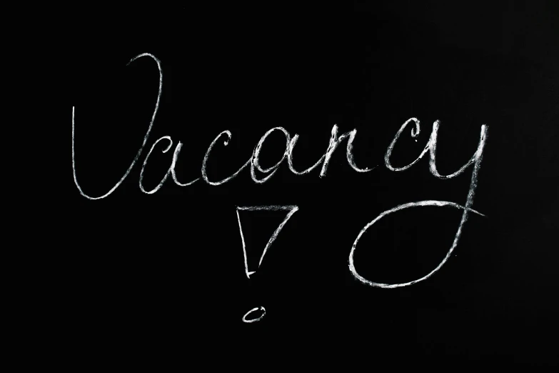 a blackboard with the word vacancy written on it, pixabay, decadence, someone lost job, profile image, caravan