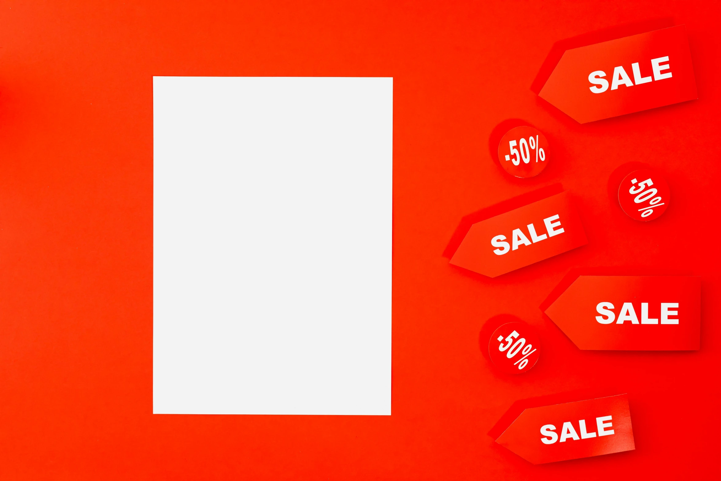 an image of sale tags on a red background, a photo, pexels contest winner, visual art, whiteboards, white and orange, geometric shapes background, realism : 9 5 %