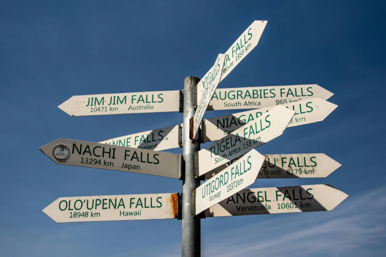 a pole with a bunch of signs on it, an album cover, unsplash, geology, we'll fall to pieces, your name, john kricfalusi