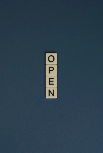 a scrabble board with the word open on it, unsplash, clemens ascher, square, navy, 15081959 21121991 01012000 4k