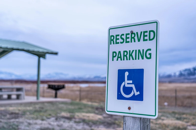a handicapped parking sign sitting on top of a wooden pole, by Jim Murray, unsplash, avatar image, wyoming, square, a park