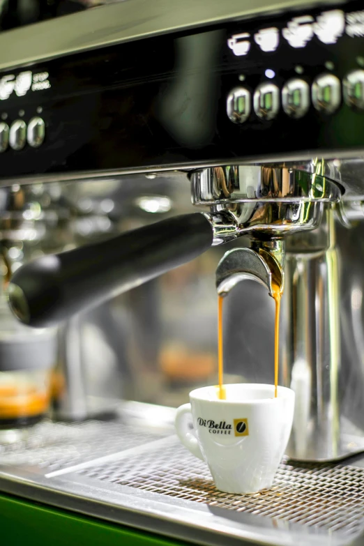 a cup of coffee being poured into a coffee machine, by Matthias Stom, dribble, zoomed in, manuka, thumbnail, bar