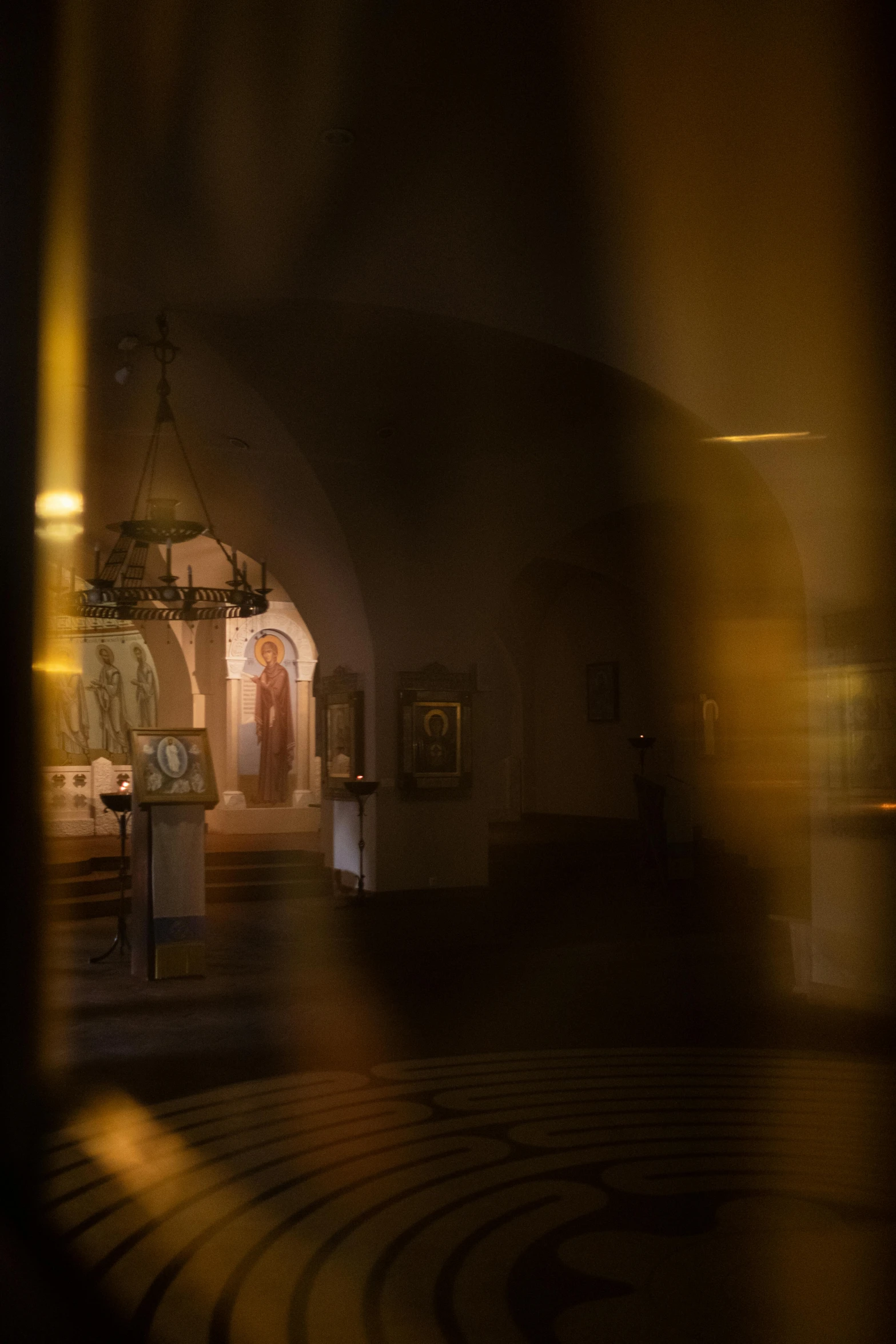 a photo taken through a window of a church, a picture, by Jan Tengnagel, iconostasis in the bar, medium format. soft light, more reflection, trending photo