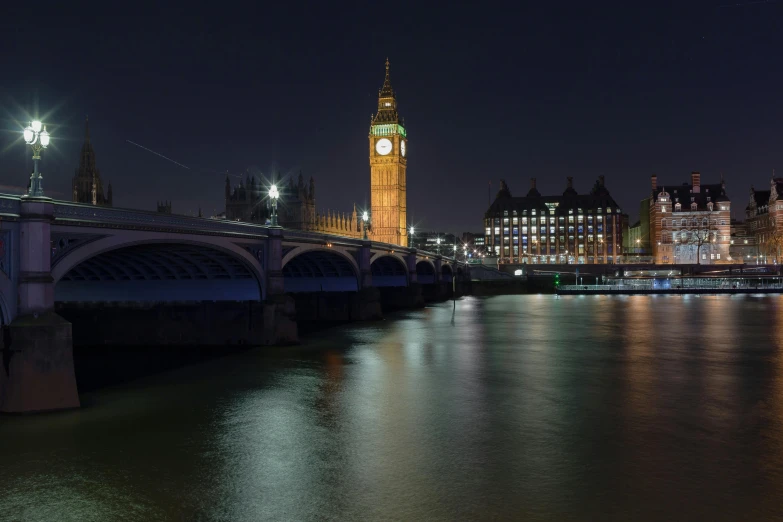 the big ben clock tower towering over the city of london at night, pexels contest winner, renaissance, photo of green river, thumbnail, 1 5 6 6, large scale photo