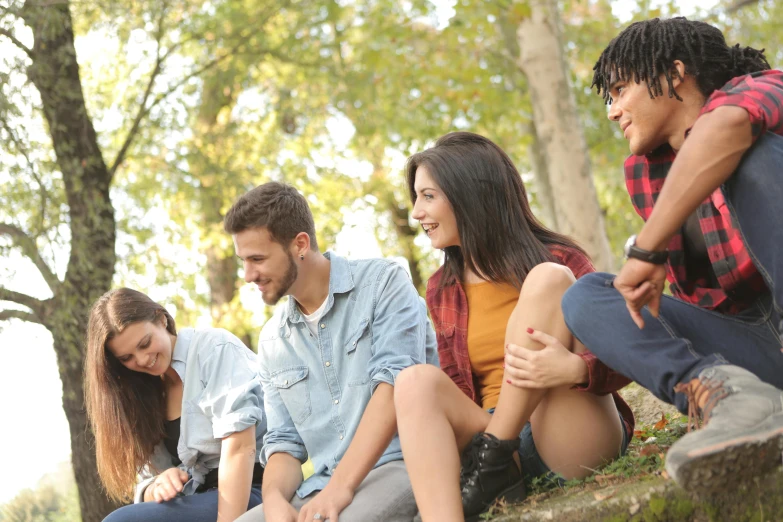 a group of young people sitting next to each other, shutterstock, renaissance, sydney park, 15081959 21121991 01012000 4k, flirting, high resolution image
