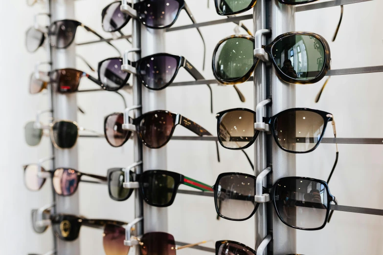 a rack with many pairs of sunglasses on it, unsplash, fan favorite, instagram photo, close up photo, high-resolution