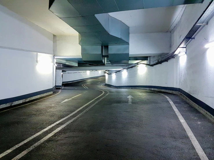 there is no image here to provide a caption for, inspired by Peter de Sève, unsplash, hyperrealism, in an underground parking garage, square, driveway, twisting streets