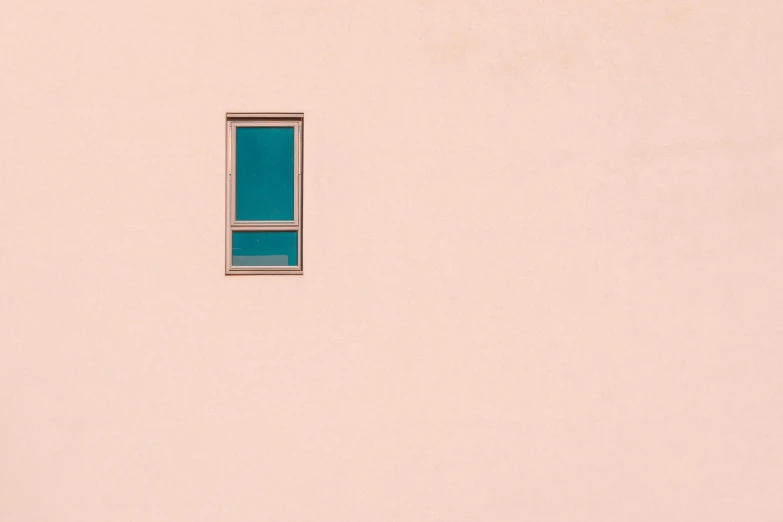 a red fire hydrant sitting in front of a pink wall, a minimalist painting, inspired by Wes Anderson, unsplash contest winner, postminimalism, aquamarine windows, copper and deep teal mood, looking through a window frame, spaceship window