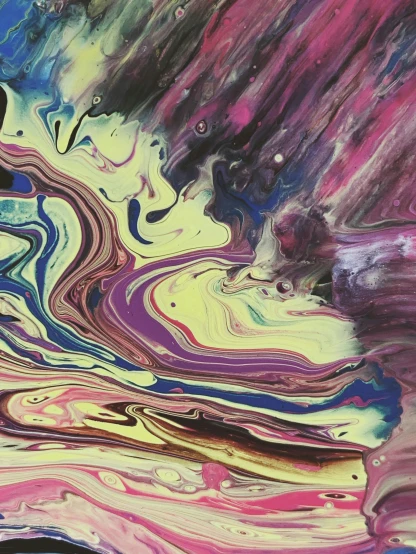 a close up of a painting of a person on a skateboard, inspired by Yanjun Cheng, unsplash, abstract art, purple liquid, flowing milk, ( ( ( colorful ) ) ), acrylic pouring