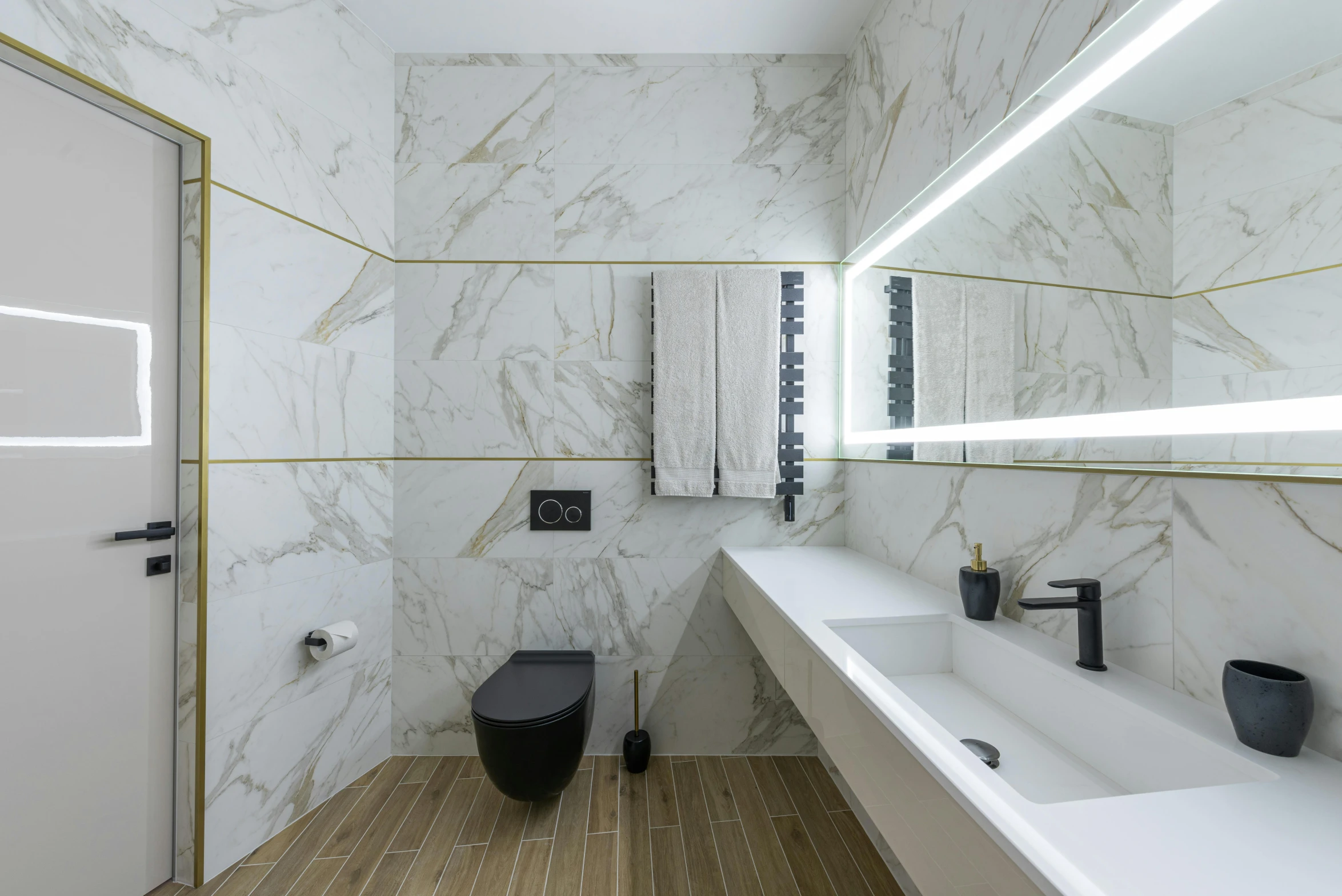 a bath room with a toilet a sink and a mirror, inspired by Albert Paris Gütersloh, white marble interior photograph, white and gold, ultra precise, perfectly tileable