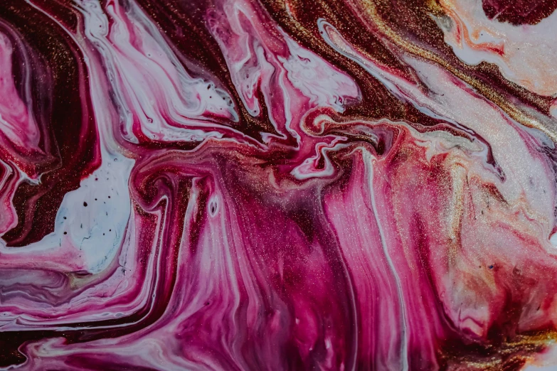 a close up of a painting on a piece of paper, a detailed painting, trending on pexels, abstract art, maroon metallic accents, made of liquid, pink, facebook post