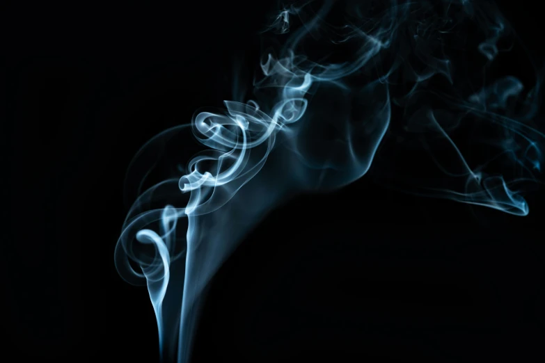 a close up of smoke on a black background, by Daniel Lieske, pexels contest winner, blue haze, trailing white vapor, instagram post, ilustration