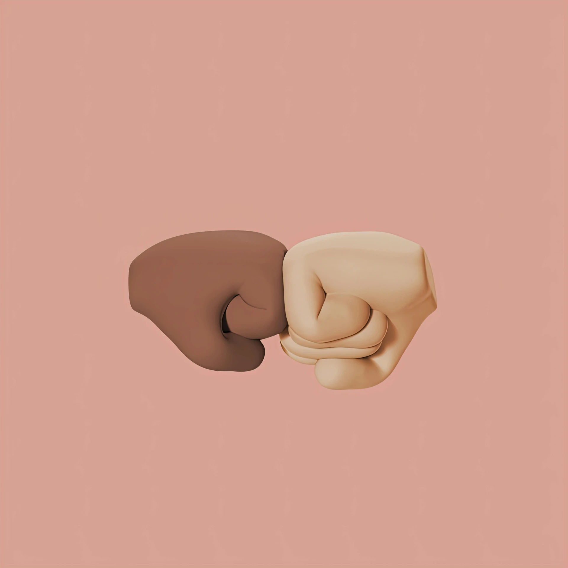 two hands holding each other on a pink background, by jeonseok lee, trending on pexels, feminist art, brown and cream color scheme, large fists, cute 3 d render, black and brown colors