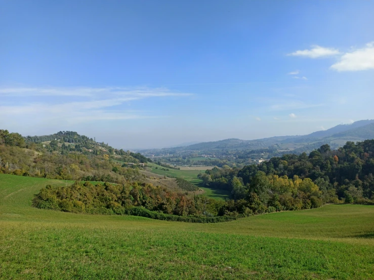 a view of the countryside from the top of a hill, by Alessandro Galli Bibiena, les nabis, bizzaro, a park, slide show, sunny sky