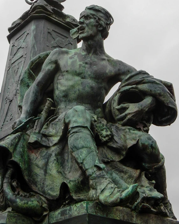 a statue of a man holding a basket, a statue, inspired by Mihály Munkácsy, pexels contest winner, art nouveau, lgbtq, male warrior, album cover, impressive detail : 7