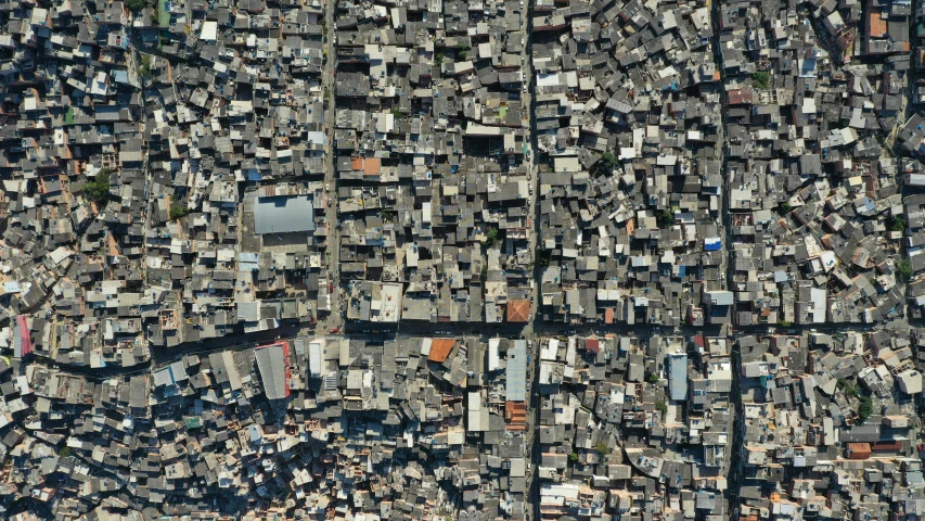 an aerial view of a city with lots of buildings, flickr, conceptual art, favela, rectangle, brown, high resolution photograph