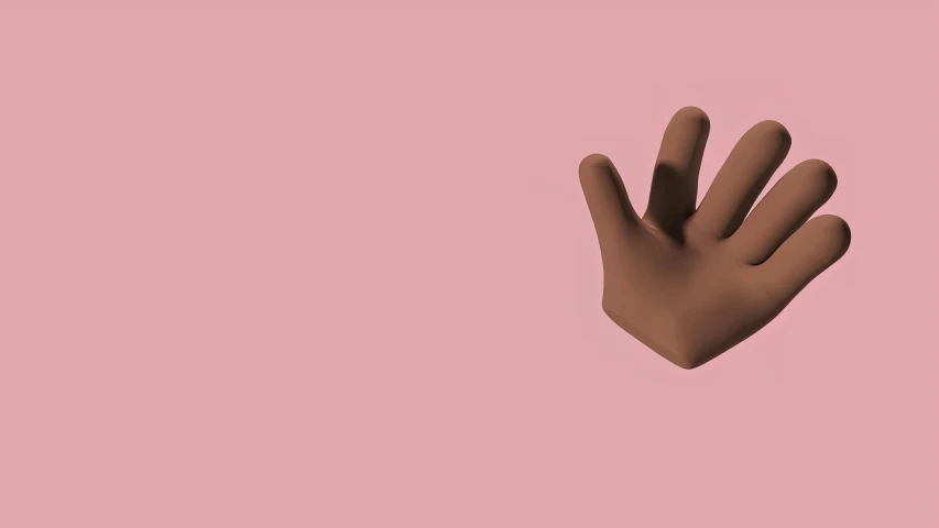 a hand that is in the air with a pink background, by Gavin Hamilton, 3d characters, ( brown skin ), silicone skin, simple stylized