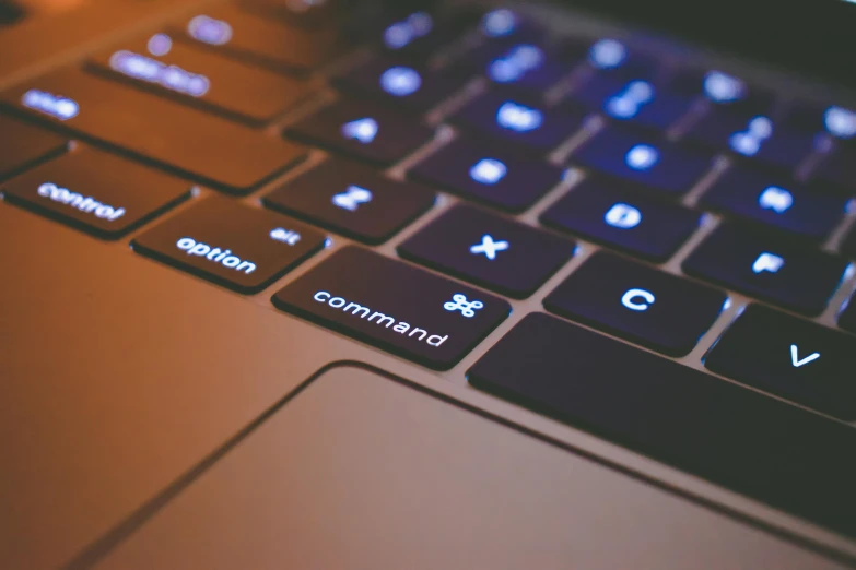 a close up of a keyboard on a laptop, a computer rendering, pexels, glowing buttons, header text”, commissioned, it specialist