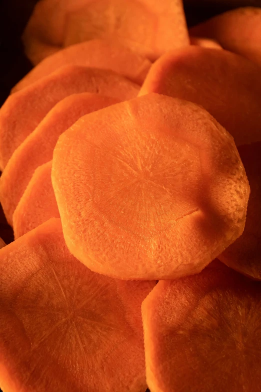 a pile of carrots sitting on top of a table, paul barson, large individual rose petals, 2 1 0 mm, professional grade