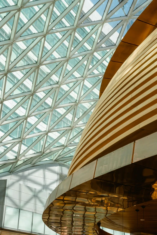 the inside of a building with a glass roof, visual art, golden curve structure, imax close-up of face, arper's bazaar, grand library