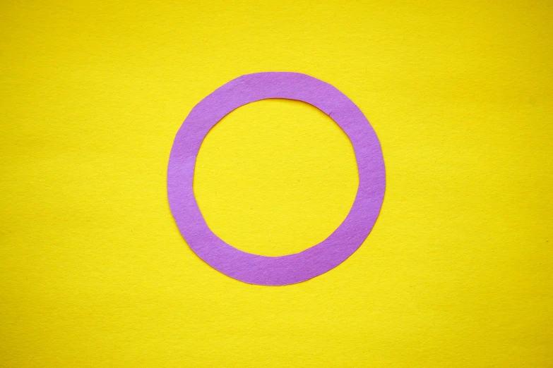 a purple ring on a yellow background, by Doug Ohlson, postminimalism, paper cut out, felt, 15081959 21121991 01012000 4k, ilustration