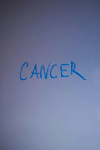 the word cancer written in blue ink on a wall, an album cover, flickr, sky mural on the room ceiling, xkcd, i_5589.jpeg, b - roll