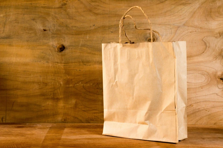 a brown paper bag sitting on top of a wooden table, profile image, gourmet and crafts, medium, extra crisp image