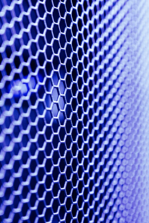 a close up view of a metal mesh, a digital rendering, pexels, digital art, cinematic blue lighting, server, indigo, cooling