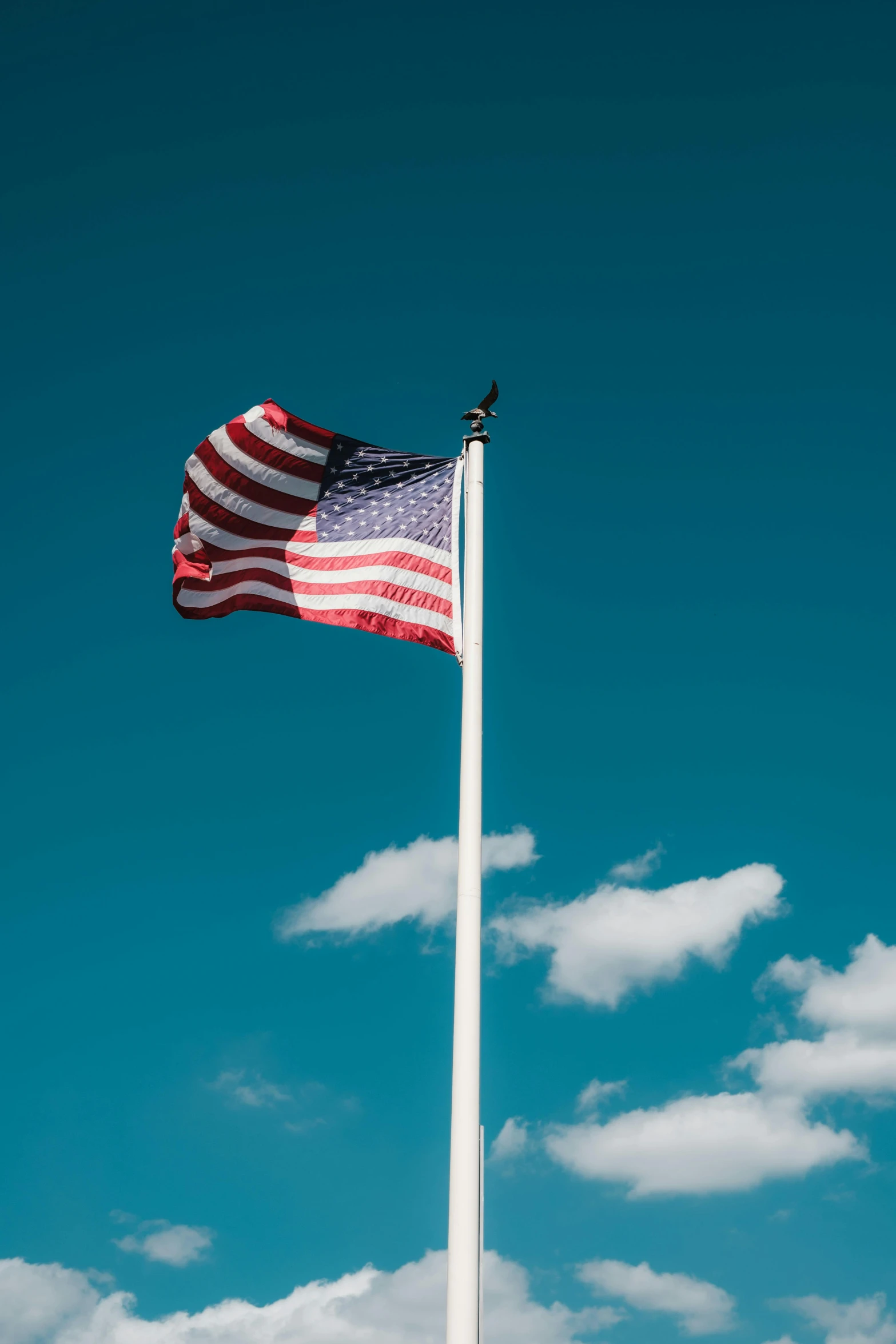 an american flag flying high in the sky, by Carey Morris, pexels, square, 🚿🗝📝, sentimental, accurately portrayed