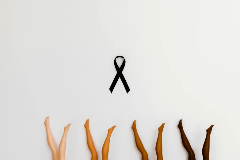 a group of hands holding a black ribbon, by Gavin Hamilton, trending on pexels, antipodeans, full body human legs, ashteroth, a bald, ilustration