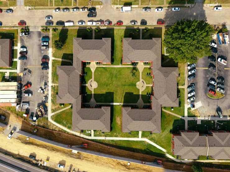 a bird's eye view of a residential area, by Carey Morris, military buildings, multiple wide angles, 9 0 degrees fov, square