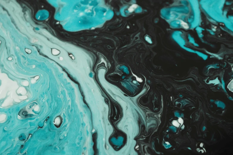 a close up of a painting with blue and black paint, trending on pexels, colourful slime, turquoise, marble, artwork