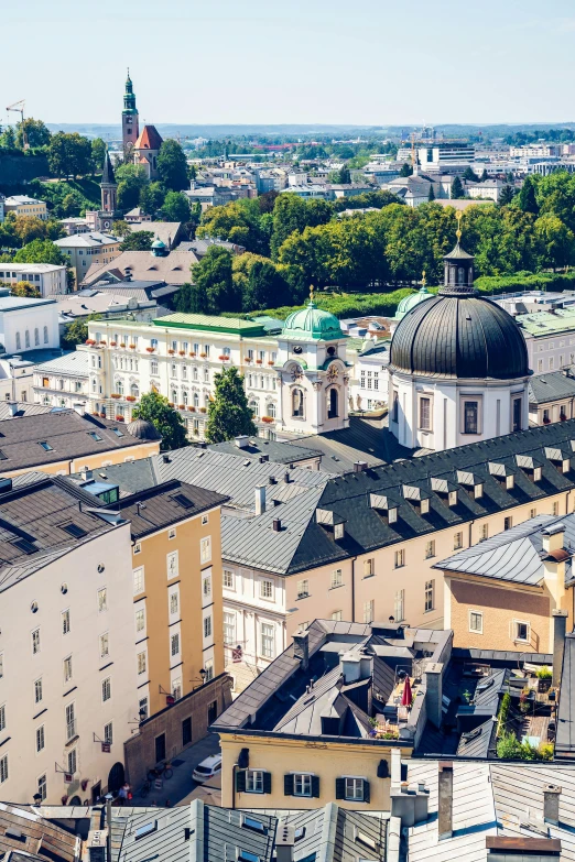 a view of a city from the top of a building, pexels contest winner, viennese actionism, black domes and spires, “ aerial view of a mountain, kings row in the background, square