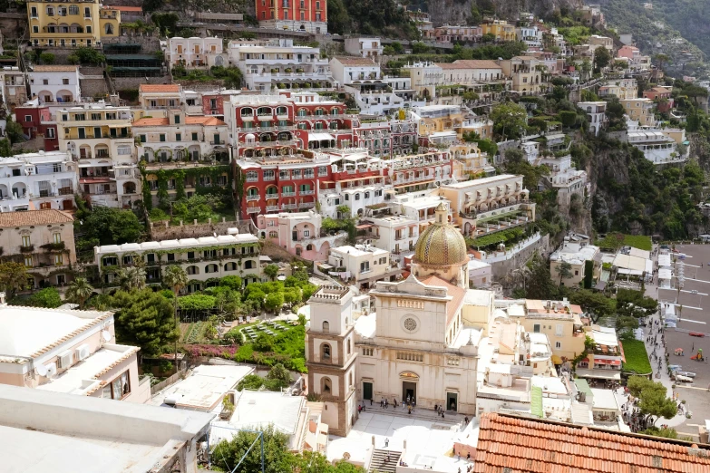 a view of a city from the top of a hill, pexels contest winner, renaissance, capri coast, tiled roofs, white, brown