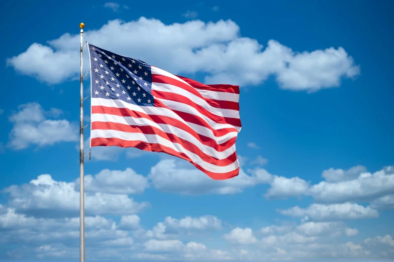 an american flag blowing in the wind on a sunny day, a portrait, shutterstock, 🚿🗝📝, profile image, avatar image, various posed