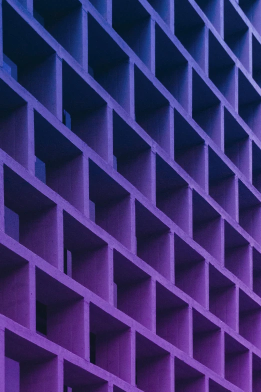 a red fire hydrant sitting in front of a purple building, inspired by Donald Judd, pexels contest winner, brutalism, gradient and patterns wallpaper, blue and purple, rows of windows lit internally, cubes