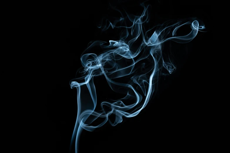 a close up of smoke on a black background, by Daniel Lieske, pexels contest winner, desaturated blue, instagram post, ilustration, praying with tobacco