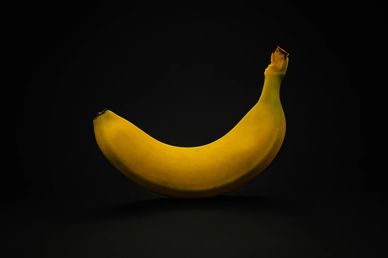 a close up of a banana on a black background, by Matthias Stom, unsplash, hyperrealism, pbr render, ilustration, light lighting side view, octane photoreal 3 d render