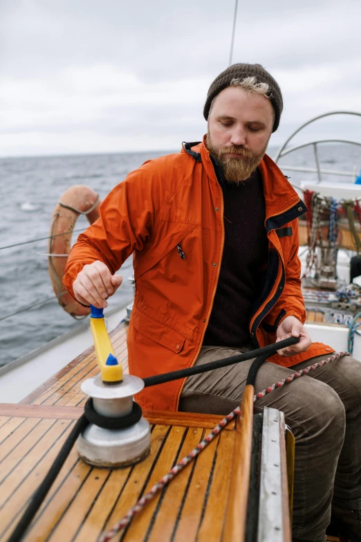 a man that is sitting on a boat, instrument, subsurface scandering, profile image